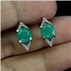 Image 2 : EMERALD EARRINGS in 14K White Gold Plated 925 Sterling Silver - Appraised Replacement Value CAD 920