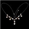 Image 2 : Exceptional Looking Marquise Cut TOURMALINE AND PEARL NECKLACE in 14K White Gold Plated 925 Sterling