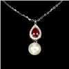 Image 1 : EXQUISITE RUBY NECKLACE in 14K White Gold Plated 925 Sterling Silver - 18 inches length - Appraised 