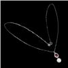 Image 2 : EXQUISITE RUBY NECKLACE in 14K White Gold Plated 925 Sterling Silver - 18 inches length - Appraised 