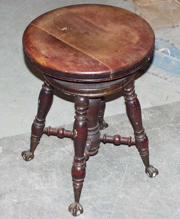 Glass Claw Foot Piano Stool