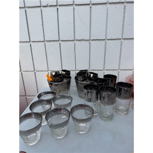 Vintage ice kits and glassware