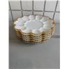Image 1 : Anchor Hocking Fire-King milk glass deviled egg plates with gold trim