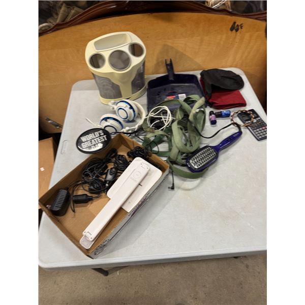 LED desk, lamp, Conair, brush, and other items