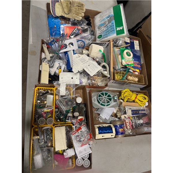 Miscellaneous lot, screws bulbs, glue, gun, string, etc.