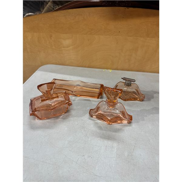 Vintage Glass perfume jars and tray