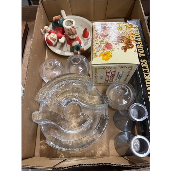 Assorted collectibles candleholders and candles