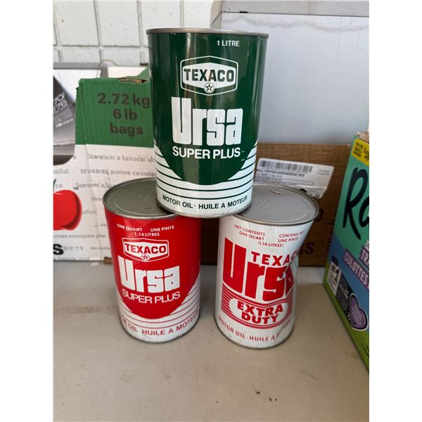 3 Texaco oil cans