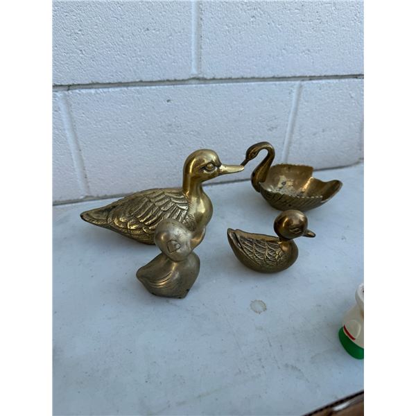 Brass, ducks, and swan