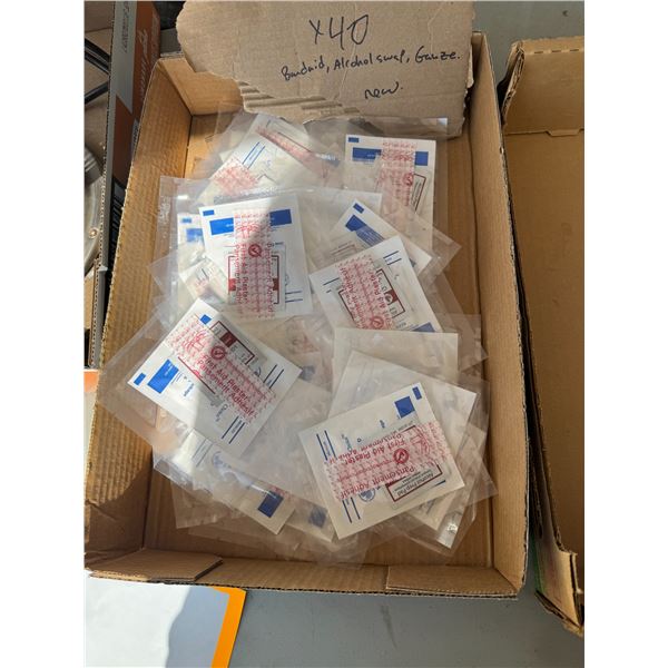 Band-Aid, alcohol swab, gauze, new