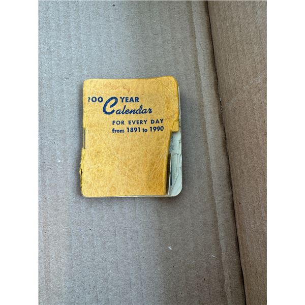 Small 100 year calendar 1891-1990