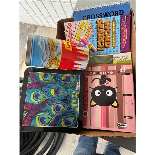 Tins, crossword puzzles, etc.