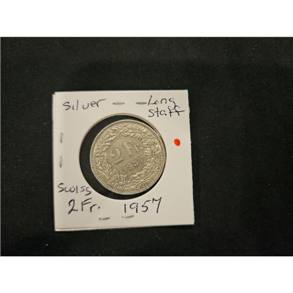 1957 Silver long staff swiss 2fr