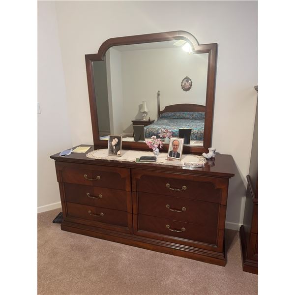 Dresser and mirror with Queen Headboard mattress not included