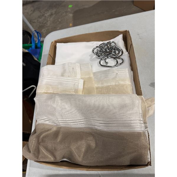 2 shower, curtains, and rings