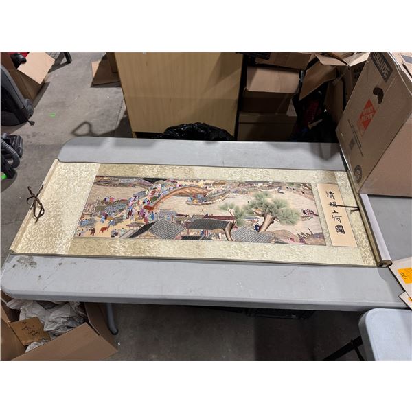 Silk Chinese scroll along the river during the quinming festival