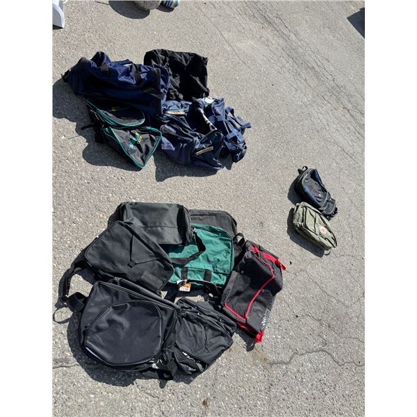 Large lot of duffel bags and backpacks