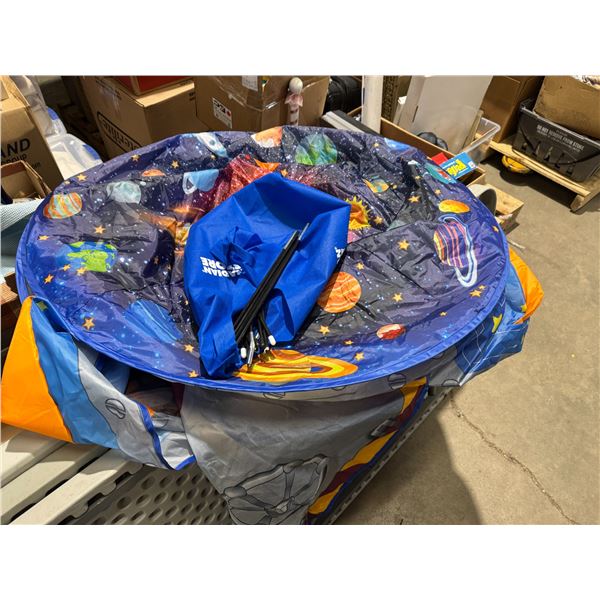 Space themed tent with poles