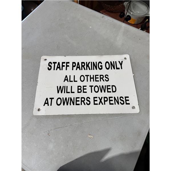Metal parking sign