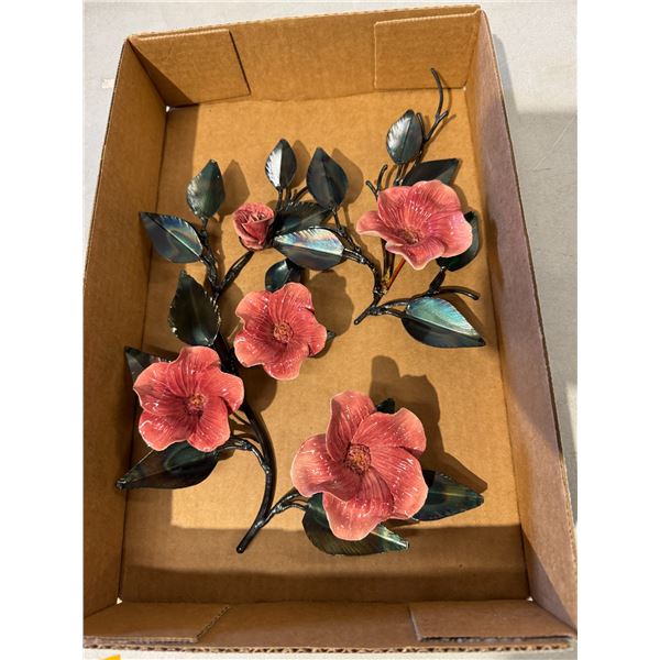 Metal and porcelain floral decor