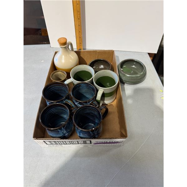 Pottery, mugs, bowls, and jug