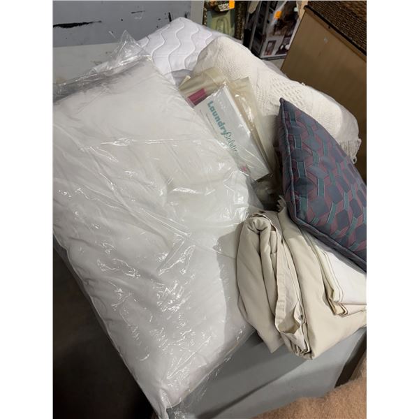 Assorted linens, pillows, etc.