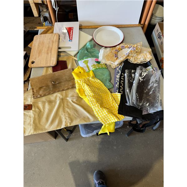 Miscellaneous lot cutting boards, Tim and Ammo plate bags bench craft apron