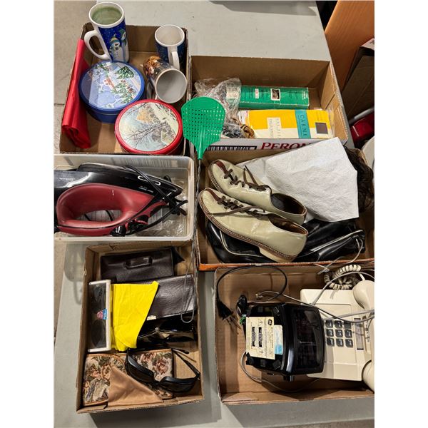 Sunbeam iron bowling shoes, telephone alarm clock etc