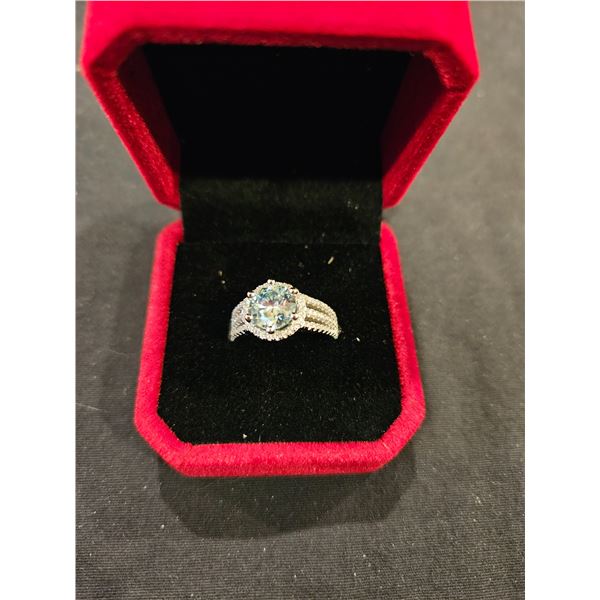 2.00 CT GRA Certified Moissanite blue color ring size 6- Retail $1,400