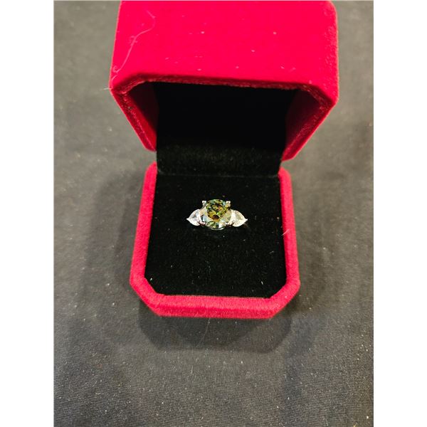 1.00 CT GRA Certified Moissanite intense green ring size 7- Retail $1,700