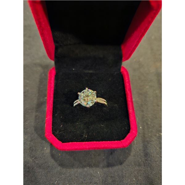 3.00CT GRA Certified Moissanite light greenish-blue ring size 6- Retail $1,870