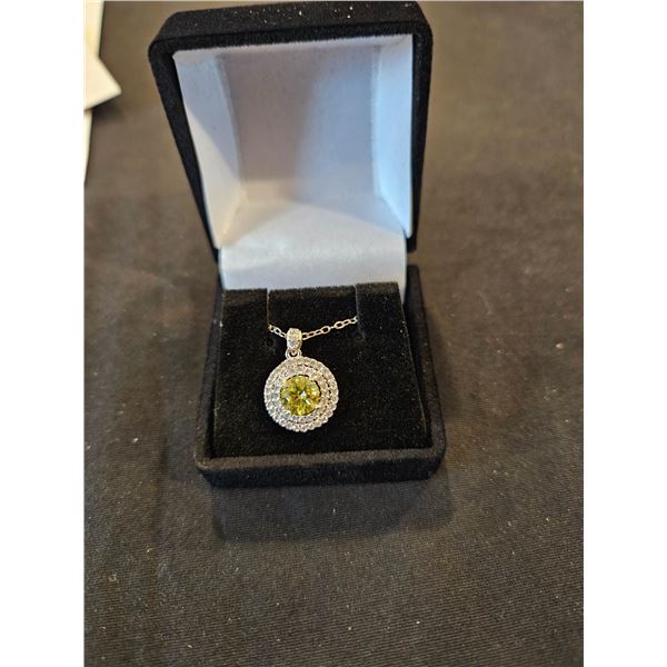 1.00CT GRA Certified Moissanite yellow color necklace- Retail $1,070