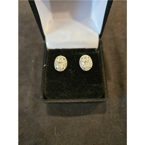 2.00CT TW GRA Certified Moissanite oval halo Silver earrings- $1,570