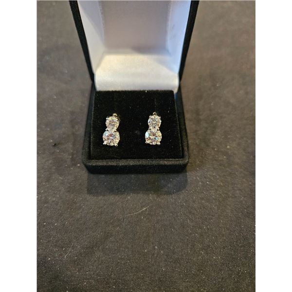 3.00CT TW GRA Certified Moissanite Silver earrings- Retail $1,845