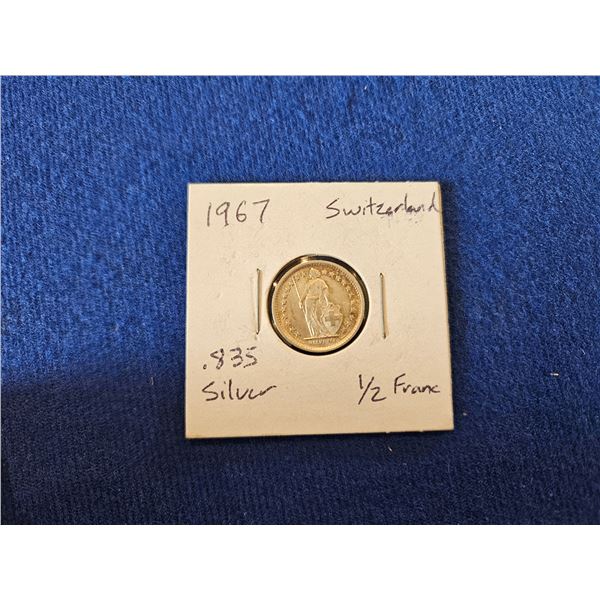 1967 Switzerland .835 Silver 1/2 Franc Coin