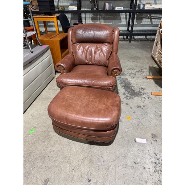 Leather chair and ottoman