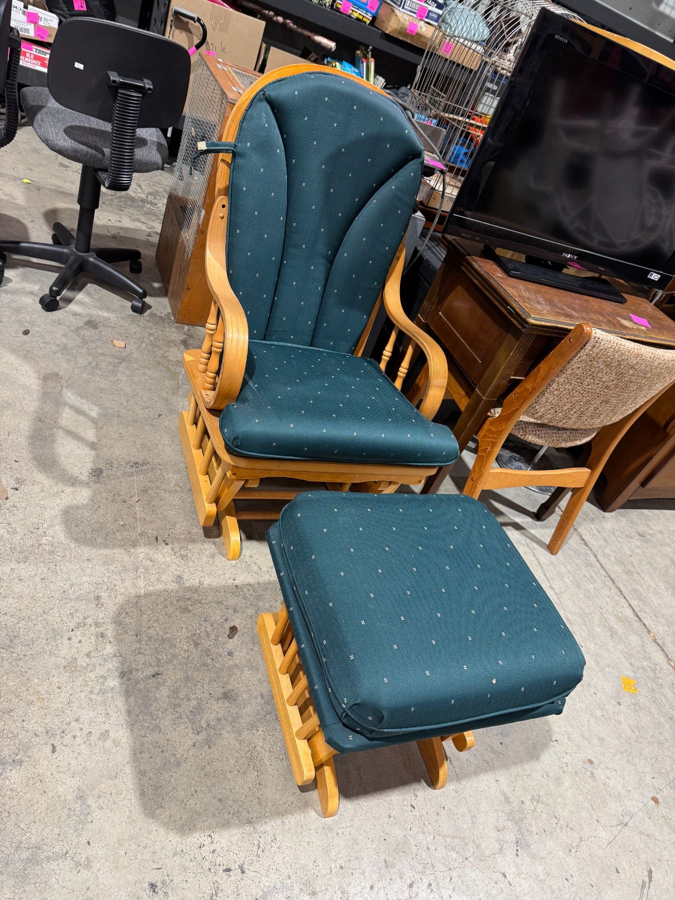 Glider rocker with ottoman