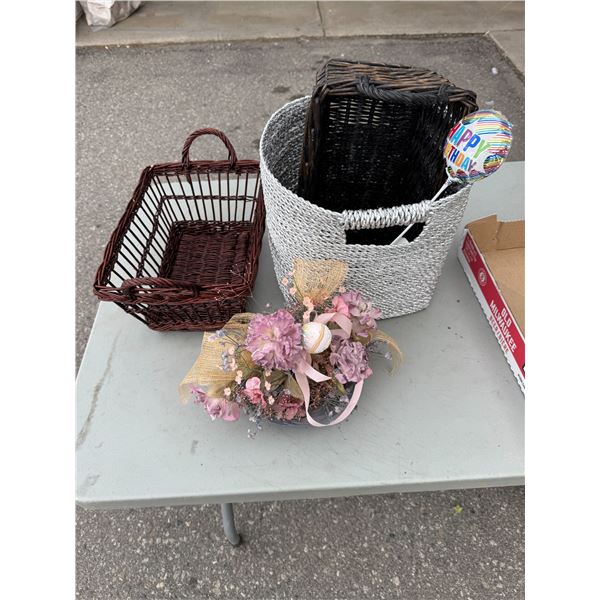 Baskets and happy birthday balloon