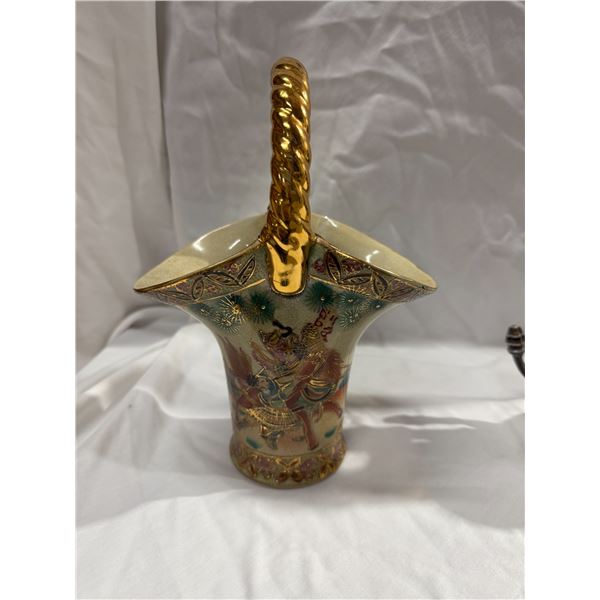 Signed Chinese handpainted basket decor