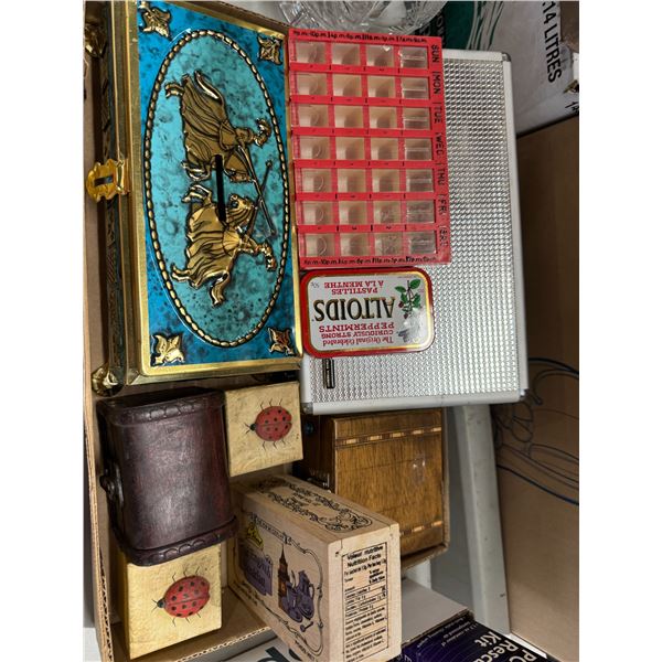 Tins and storage items, etc.