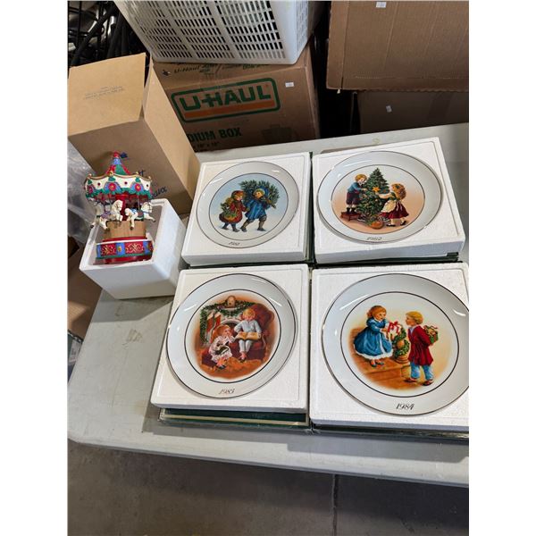 Christmas plates and music carousel