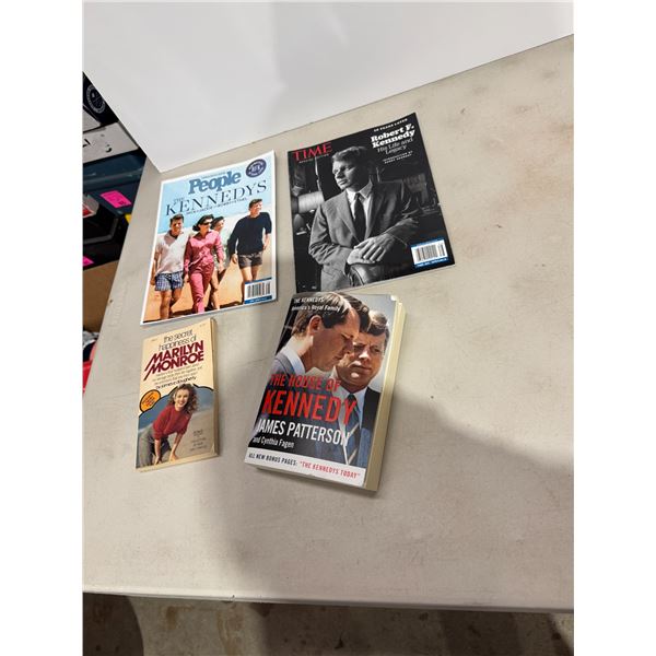 The house of Kennedy book, Marilyn Monroe book, and other magazine