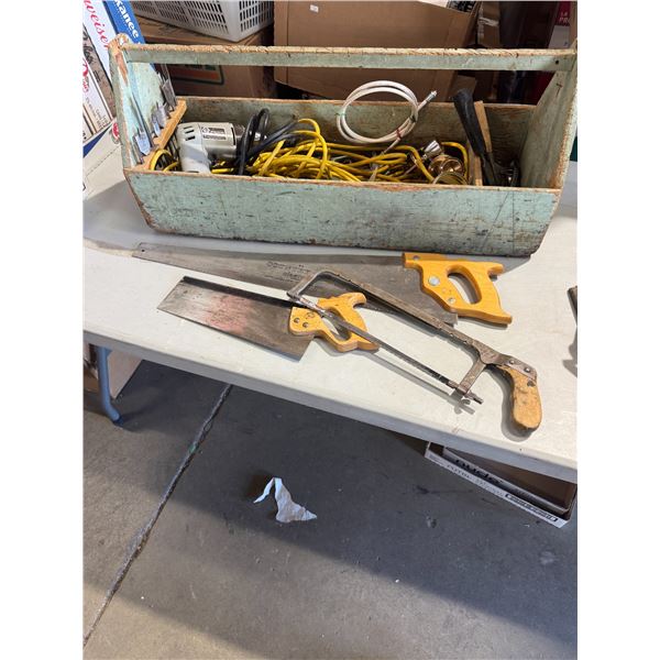Wood toolbox and contents