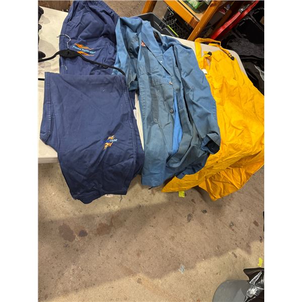 Flame retardant, pants, work, mock, and rain gear