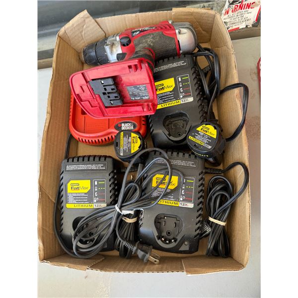 Stanley at max batteries and chargers and cordless drill untested