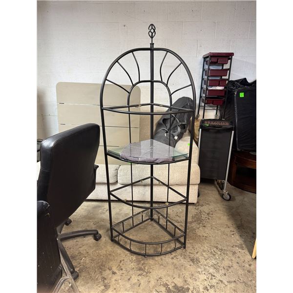 Corner shelf with glass shelves