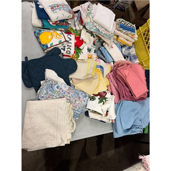 Kitchen towels and washcloths and table linens