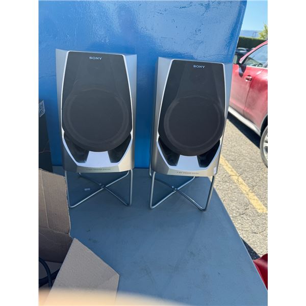 Sony speakers on stand