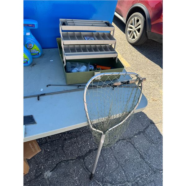Tackle box fishing rod and net