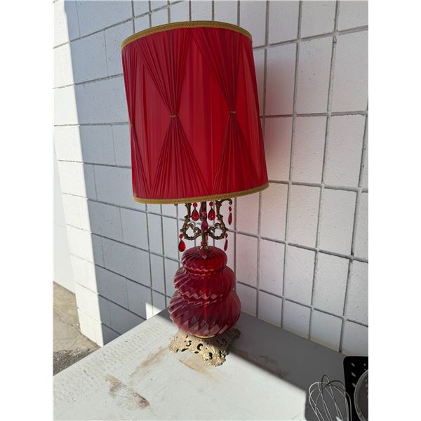 Vintage red glass lamp